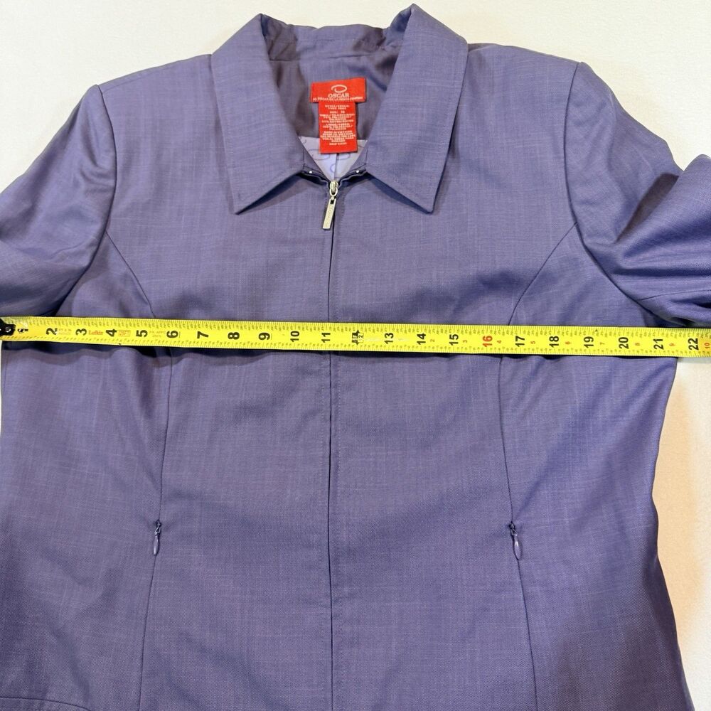 Oscar de la Renta Jacket women's Size 16 Purple Lined Full Zip Pockets Collared - Picture 4 of 7